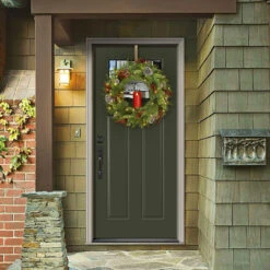 24” Pre-Lit Bristle Berry Christmas Wreath With Single Candle – LED Lights -Beauty Wreaths Shop dnat pebb3 300 24wbr 3 77110.1667580442