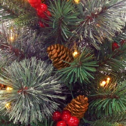 2' Pre-lit Colonial Potted Mixed Pine Medium Artificial Christmas Tree - Warm White LED Lights -Beauty Wreaths Shop dnat peco1 300 20 b1 2 94415.1667489207