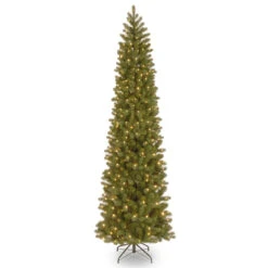 9’ Pre-Lit Downswept Douglas Slim Fir Artificial Christmas Tree - Clear Lights