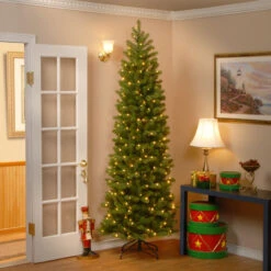 9’ Pre-Lit Downswept Douglas Slim Fir Artificial Christmas Tree - Clear Lights -Beauty Wreaths Shop dnat pedd4 392 90 4 93389.1667656806