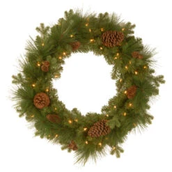 24" Pre-Lit Eastwood SpruceArtificial Christmas Wreath - Warm White LED Lights