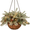 20" Green Spruce Hanging Basket With Warm White LED Lights -Beauty Wreaths Shop dnat pefa1 307l 20hb 1 62727.1667489772