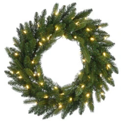Pre-Lit Grande Fir Artificial Christmas Wreath, 24-Inch, Warm White LED Lights
