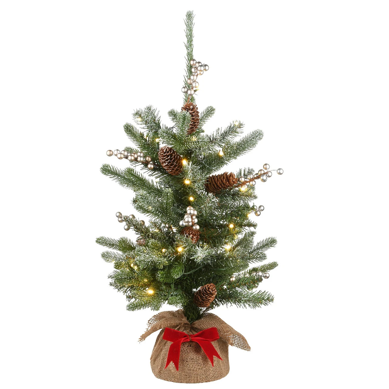 2' Pre-Lit Potted Medium Snowy Morgan Spruce Artificial Christmas Tree, Warm LED Lights 3 2' Pre-Lit Potted Medium Snowy Morgan Spruce Artificial Christmas Tree, Warm LED Lights