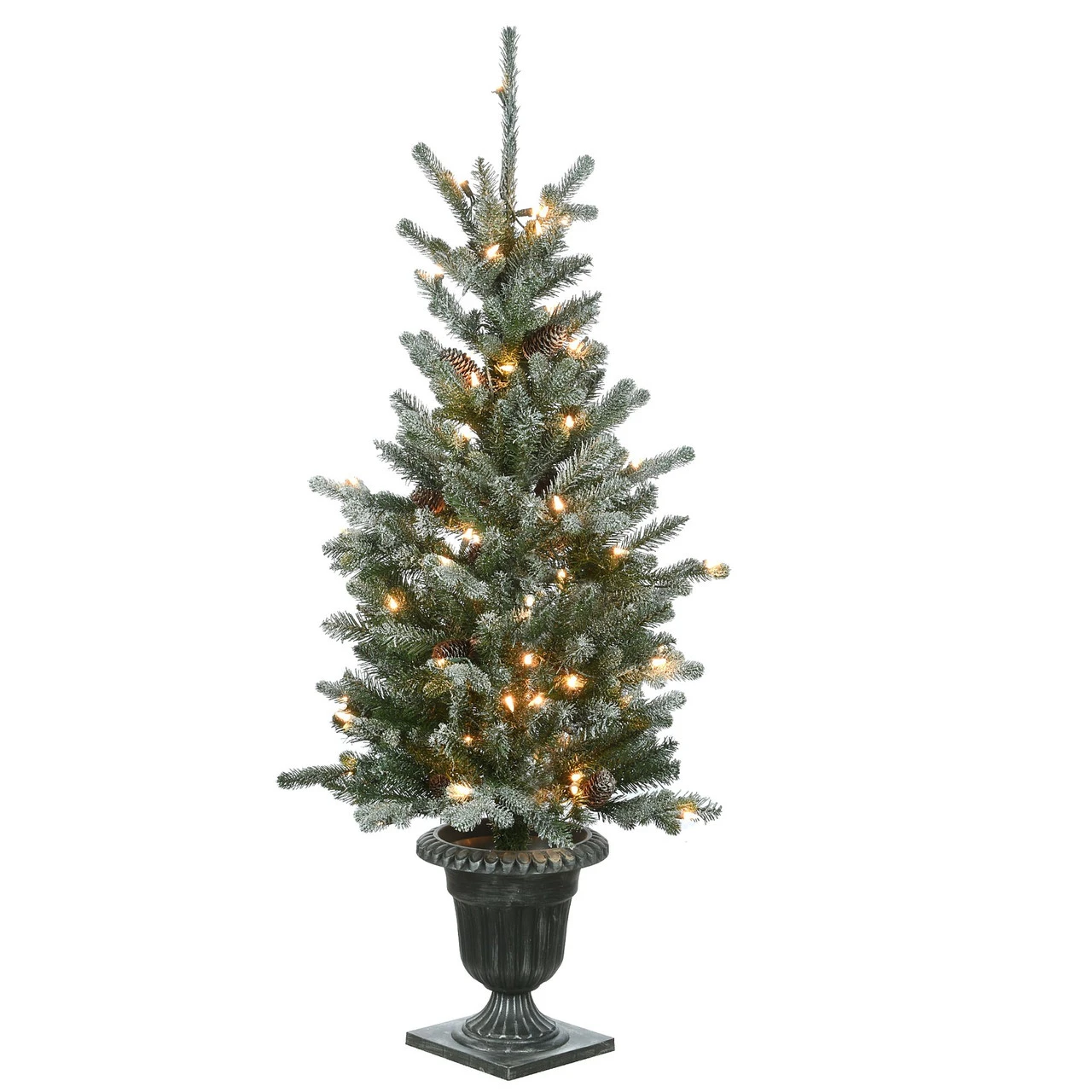 4' Pre-Lit Potted Snowy Morgan Spruce Pencil Artificial Christmas Tree, Clear Lights 3 4' Pre-Lit Potted Snowy Morgan Spruce Pencil Artificial Christmas Tree, Clear Lights