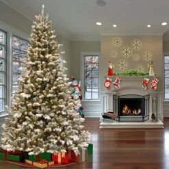 7.5’ Pre-Lit Snowy Sheffield Spruce Artificial Christmas Tree – Warm White LED Lights -Beauty Wreaths Shop dnat pesl3 w07 75 2 99691.1667522276