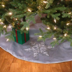 42" Gray And White Snowflake Embroidered Christmas Tree Skirt -Beauty Wreaths Shop dnat rac c30910c48 1 3 34093.1667563393