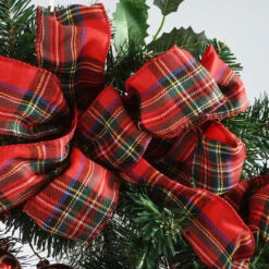 Pre-Lit LED Plaid Bow With Bells Artificial Christmas Wreath - 30-Inch, Warm White Lights -Beauty Wreaths Shop dnat rac js1904x30 02 13987.1667489209