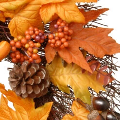 Maple Leaves And Pumpkins Halloween Wreath, Orange And Yellow 24-Inch -Beauty Wreaths Shop dnat rahv 8857732w24 3 08715.1667491319