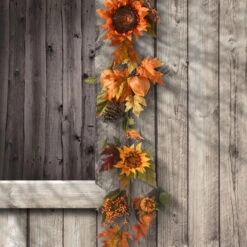 6' Fall Harvest Sunflower And Pine Cones Artificial Garland – Unlit -Beauty Wreaths Shop dnat rahv hyx0260a 5 50049.1682002154