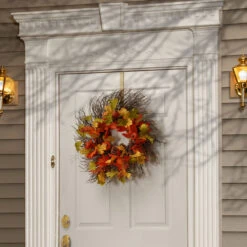 Orange And Green Maple Leaves Artificial Autumn Wreath - 26-Inch, Unlit -Beauty Wreaths Shop dnat rahv tdb001 1 3 25016.1667564771