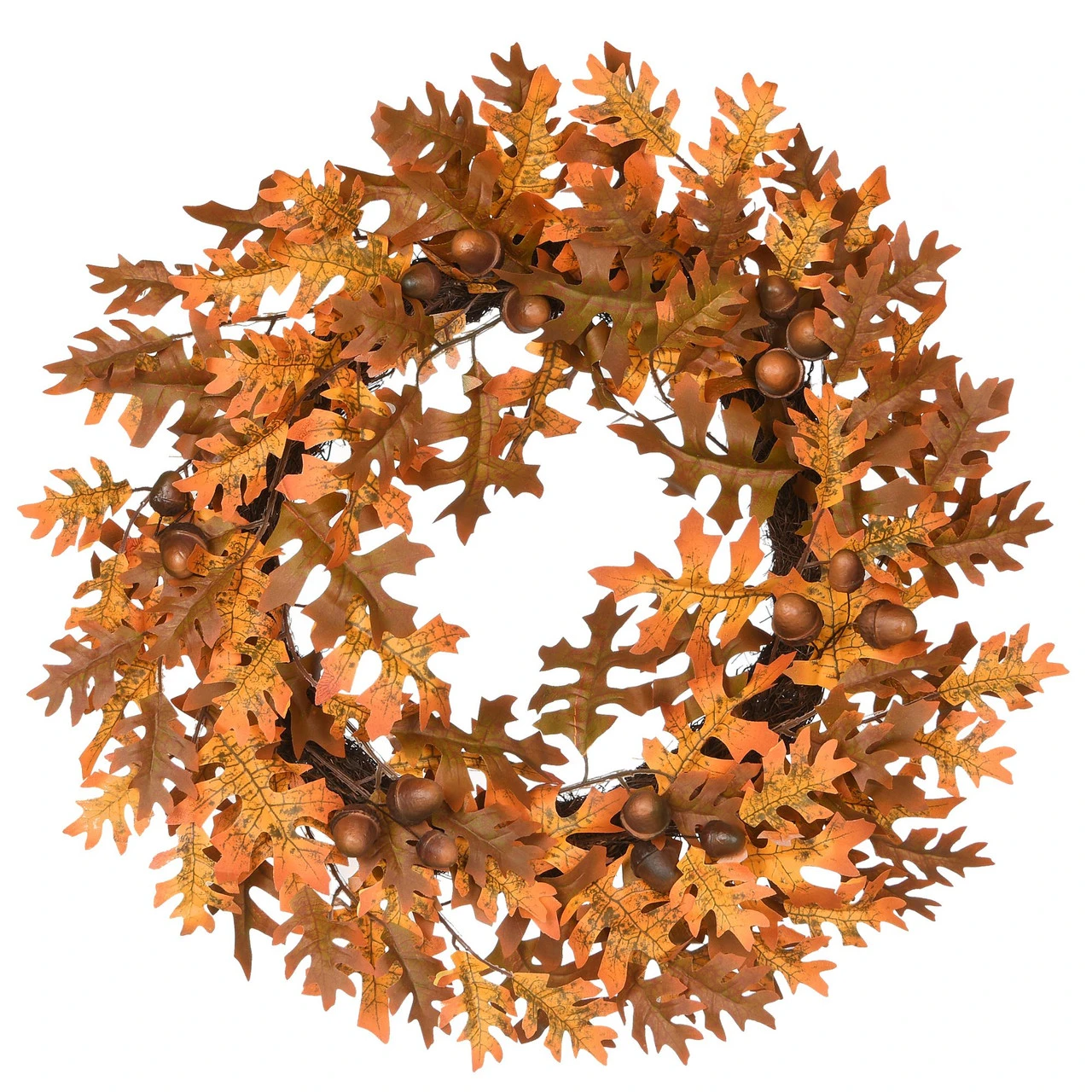 Oak Leaves And Acorns Artificial Thanksgiving Wreath - 24-Inch, Unlit 3 Oak Leaves And Acorns Artificial Thanksgiving Wreath - 24-Inch, Unlit
