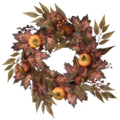 Ivy Vines And Maple Leaves Artificial Thanksgiving Wreath - 24-Inch, Unlit
