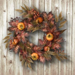 Ivy Vines And Maple Leaves Artificial Thanksgiving Wreath - 24-Inch, Unlit -Beauty Wreaths Shop dnat rahv w1611q 1 3 79199.1667576571