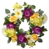 Purple And Yellow Flower Decorated Artificial Wreath - 18-Inch, Unlit -Beauty Wreaths Shop dnat ras 44199 1 1 64912.1667532741