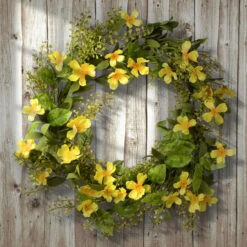 Yellow And Green Cosmos Flowers Artificial Wreath - 22-Inch, Unlit -Beauty Wreaths Shop dnat ras cdf5739w 1 3 63595.1667564787