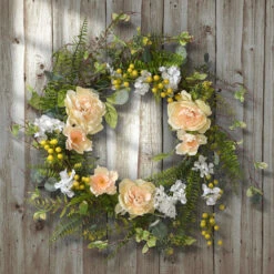 Yellow And Green Spring Flower Artificial Wreath - 20-Inch, Unlit -Beauty Wreaths Shop dnat ras gfiw5015 1 3 36981.1667564795