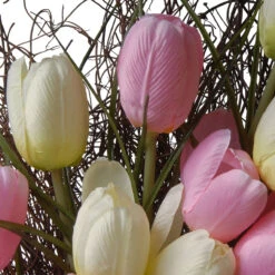 Yellow And Pink Tulip Artificial Wreath - 32-Inch, Unlit -Beauty Wreaths Shop dnat ras hy55732w p1 3 41170.1667640161