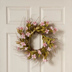 Pink Dogwood Artificial Flower Wreath - 22-Inch -Beauty Wreaths Shop dnat ras sam6309 4 98504.1667530501