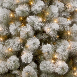 7.5’ Pre-Lit Snowy Bristle Pine Slim Pine Tree With Clear Lights -Beauty Wreaths Shop dnat snp1 304 75 3 70261.1667536275