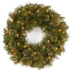 Pre-Lit Wispy Willow Artificial Christmas Wreath - 24-Inch, Clear Lights