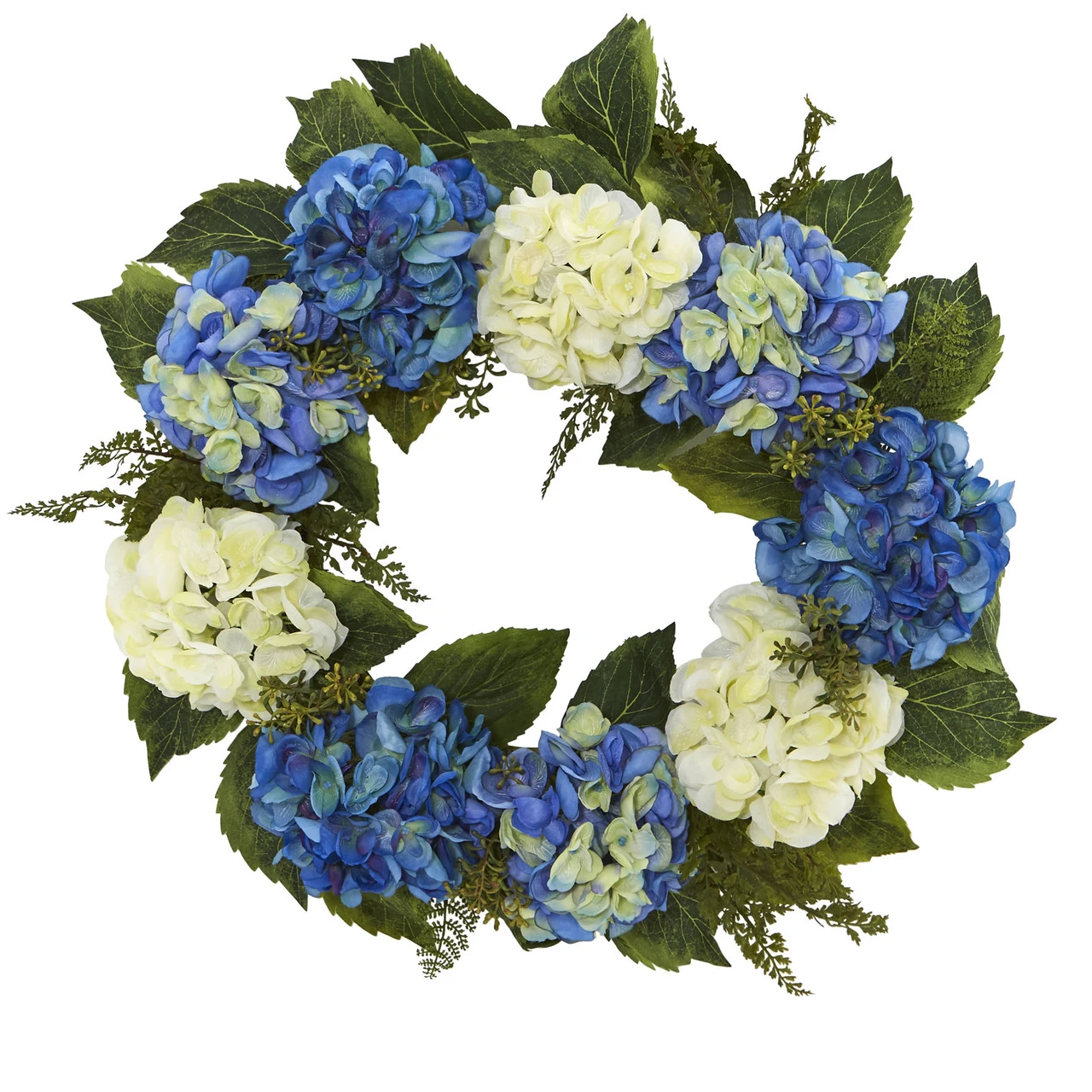 Blue And White Decorative Spring Floral Wreath, 24-Inch 3 Blue And White Decorative Spring Floral Wreath, 24-Inch