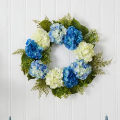 Blue And White Decorative Spring Floral Wreath, 24-Inch 9 Blue And White Decorative Spring Floral Wreath, 24-Inch -Beauty Wreaths Shop dnnl204223 3 54954.1681814515