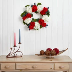 Blueberries And Geranium Artificial Wreath, 21-Inch, Unlit -Beauty Wreaths Shop dnnl204324 3 70974.1681814497