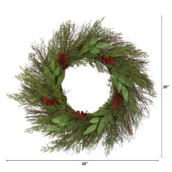 Green And Red Artificial Cedar And Ruscus With Berries Christmas Wreath, 20-Inch 7 Green And Red Artificial Cedar And Ruscus With Berries Christmas Wreath, 20-Inch -Beauty Wreaths Shop dnnl204362 2 20444.1681814461