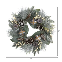 Berries, Pine Cones With Ornaments Artificial Christmas Wreath, 24-Inch, Unlit -Beauty Wreaths Shop dnnl204609 3 99720.1681814346