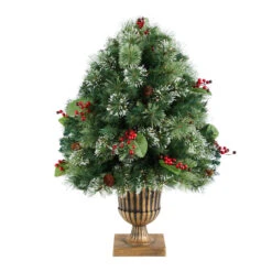 3' Pre-Lit Frosted Pine Artificial Outdoor Christmas Tree, Warm Clear LED Lights -Beauty Wreaths Shop dnnl20p1811 4 86426.1681393605