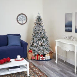 5' Pre-Lit Flocked Vermont Pine Artificial Christmas Tree, Warm Clear LED Lights -Beauty Wreaths Shop dnnl20t1799 6 54621.1667528945