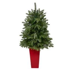 3.5' Pre-Lit Potted Snowed Teton Fir Artificial Christmas Tree, Clear Lights -Beauty Wreaths Shop dnnl20t2247 rd 2 71995.1681023936