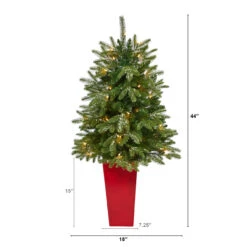 3.5' Pre-Lit Potted Snowed Teton Fir Artificial Christmas Tree, Clear Lights -Beauty Wreaths Shop dnnl20t2247 rd 3 41518.1681023936