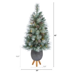 3.5’ Pre-Lit Potted Columbia Pine Artificial Christmas Tree, Clear Lights -Beauty Wreaths Shop dnnl20t2275 3 92533.1681023937