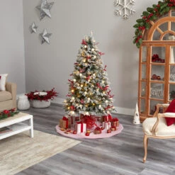 6’ Pre-Lit Flocked Artificial Christmas Tree, Warm Clear LED Lights -Beauty Wreaths Shop dnnl20t3033 4 01854.1680542290