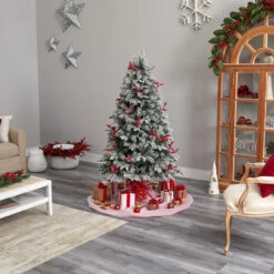 6’ Pre-Lit Flocked Artificial Christmas Tree, Warm Clear LED Lights -Beauty Wreaths Shop dnnl20t3033 5 73864.1680542291