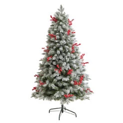 6’ Pre-Lit Flocked Artificial Christmas Tree, Warm Clear LED Lights -Beauty Wreaths Shop dnnl20t3033 6 77499.1680542291