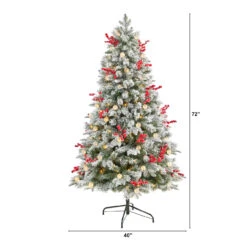 6’ Pre-Lit Flocked Artificial Christmas Tree, Warm Clear LED Lights -Beauty Wreaths Shop dnnl20t3033 7 33401.1680542292
