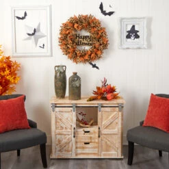 Burlap Ribbon "Happy Halloween" Artificial Wreath, 30-Inch -Beauty Wreaths Shop dnnl20w1194 3 66116.1679955047