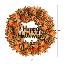 Burlap Ribbon "Happy Halloween" Artificial Wreath, 30-Inch -Beauty Wreaths Shop dnnl20w1194 4 91009.1679955047