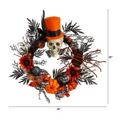 Spider And Skull With Top Hat Halloween Wreath, 30-Inch -Beauty Wreaths Shop dnnl20w1197 4 97386.1679954472
