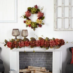 6’ X 8" Hydrangea And Berries Artificial FallHarvest Garland, Unlit -Beauty Wreaths Shop dnnl20w1227 2 40934.1681393969