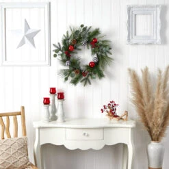 Berry And Pinecone Artificial Christmas Wreath, 24-Inch, Unlit -Beauty Wreaths Shop dnnl20w1270 3 77046.1680569696