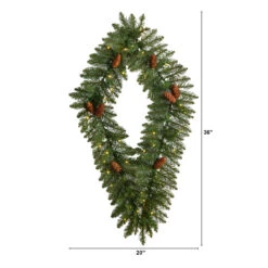 Pre-Lit Pinecone Artificial Diamond Christmas Wreath, 36-Inch, Clear LED Lights -Beauty Wreaths Shop dnnl20w1292 7 94033.1680733115