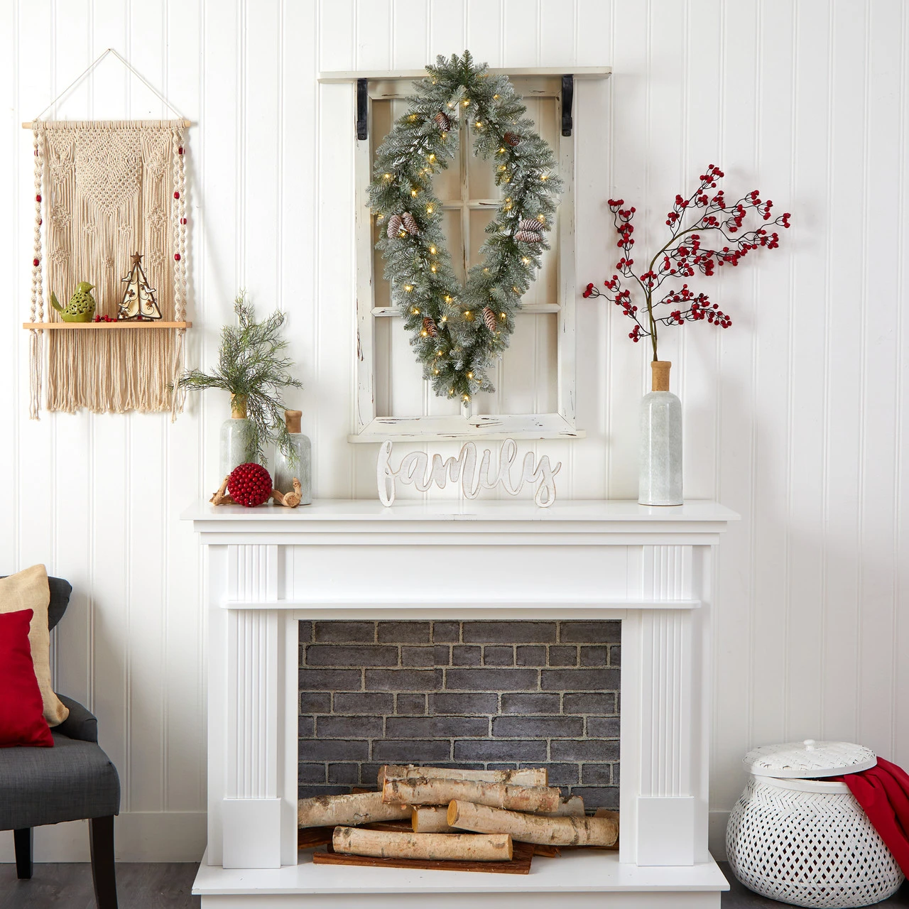 Pre-Lit Diamond Flocked Artificial Christmas Wreath, 36-Inch, Warm White LED Lights 5 Pre-Lit Diamond Flocked Artificial Christmas Wreath, 36-Inch, Warm White LED Lights - Image 3