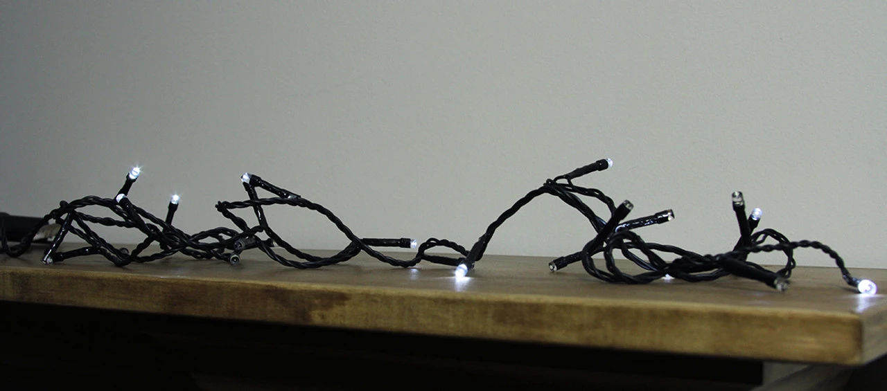 608 Battery Operated Cool White LED 8-Function Christmas Lights - 149 Ft Black Wire 4 608 Battery Operated Cool White LED 8-Function Christmas Lights - 149 Ft Black Wire - Image 2