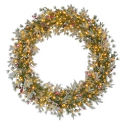 Pre-Lit Glittery Pine Artificial Christmas Wreath, 60-Inch, Clear Lights