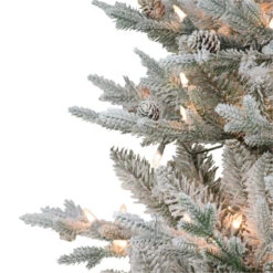 4.5' Pre-lit Potted Flocked Pine Medium Artificial Christmas Tree, Clear Lights -Beauty Wreaths Shop dpul 1832 stf45c1 2 29839.1688544148
