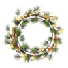Pre-Lit Glittery Pine LED Lighted Artificial Christmas Wreath, 24-Inch, Warm Lights